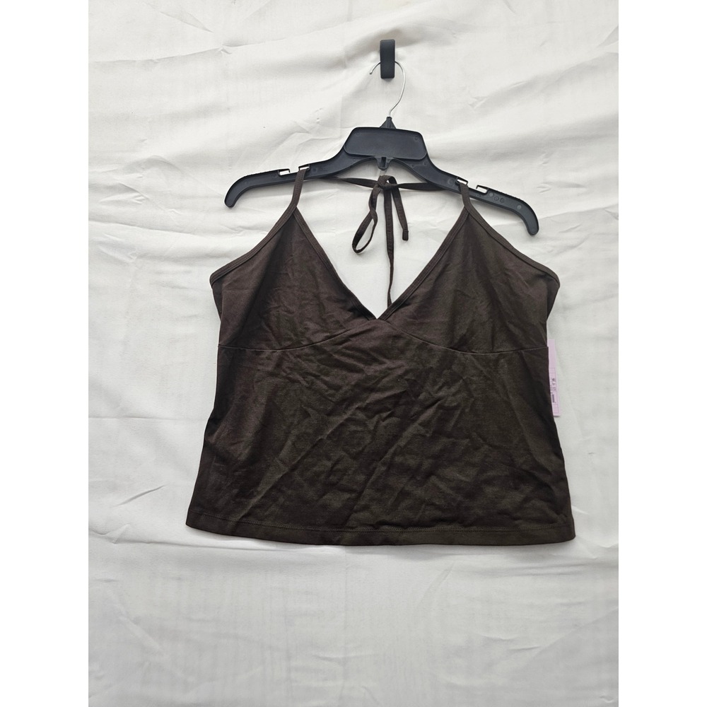 Wild Fable Womens Halter Tank Top Brown Cotton Blend Relaxed Size XXL